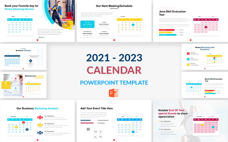 2021 - 2023 Calendar PowerPoint template