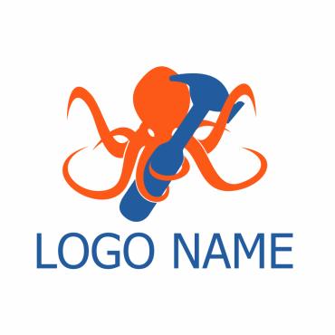 Octopus Isolated Logo Templates 151452