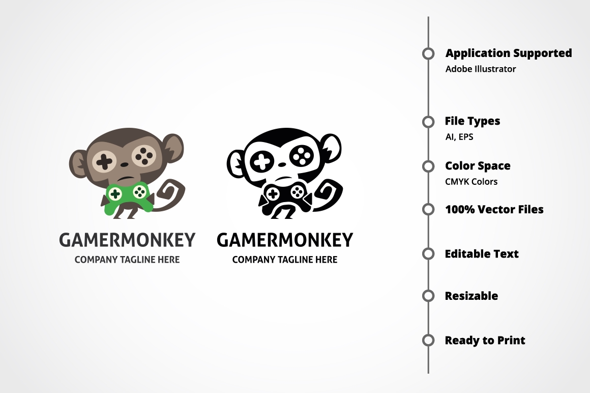 Gamer Monkey Logo Template