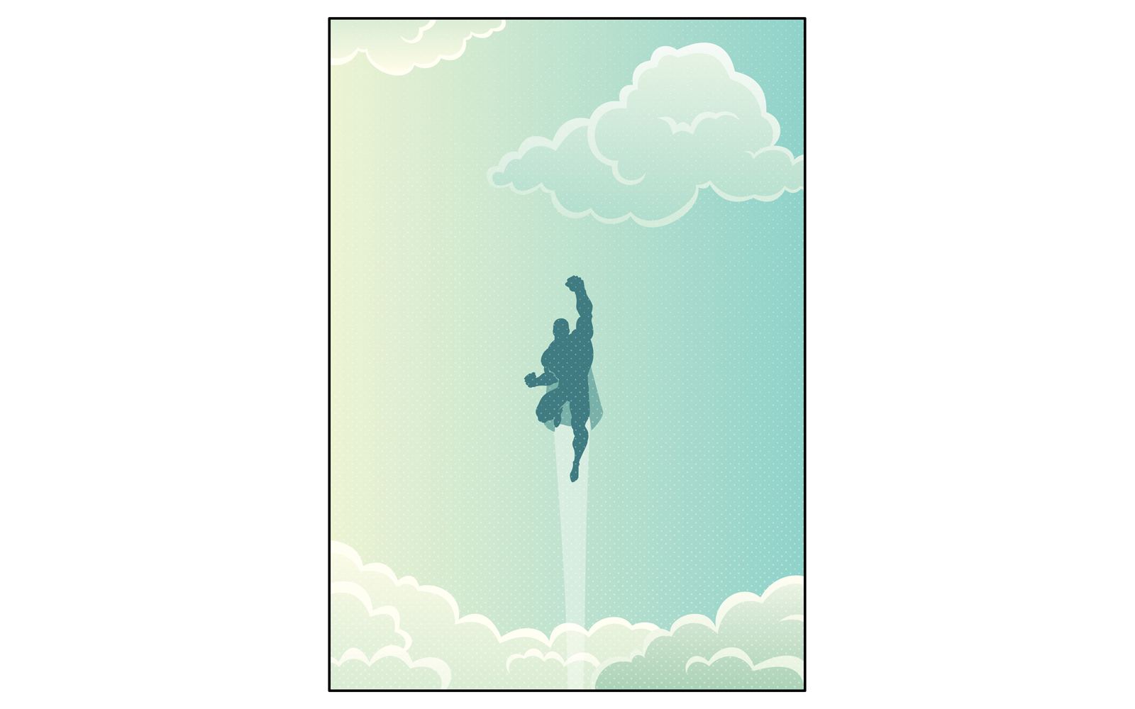 Superhero in Cloudscape - Illustration