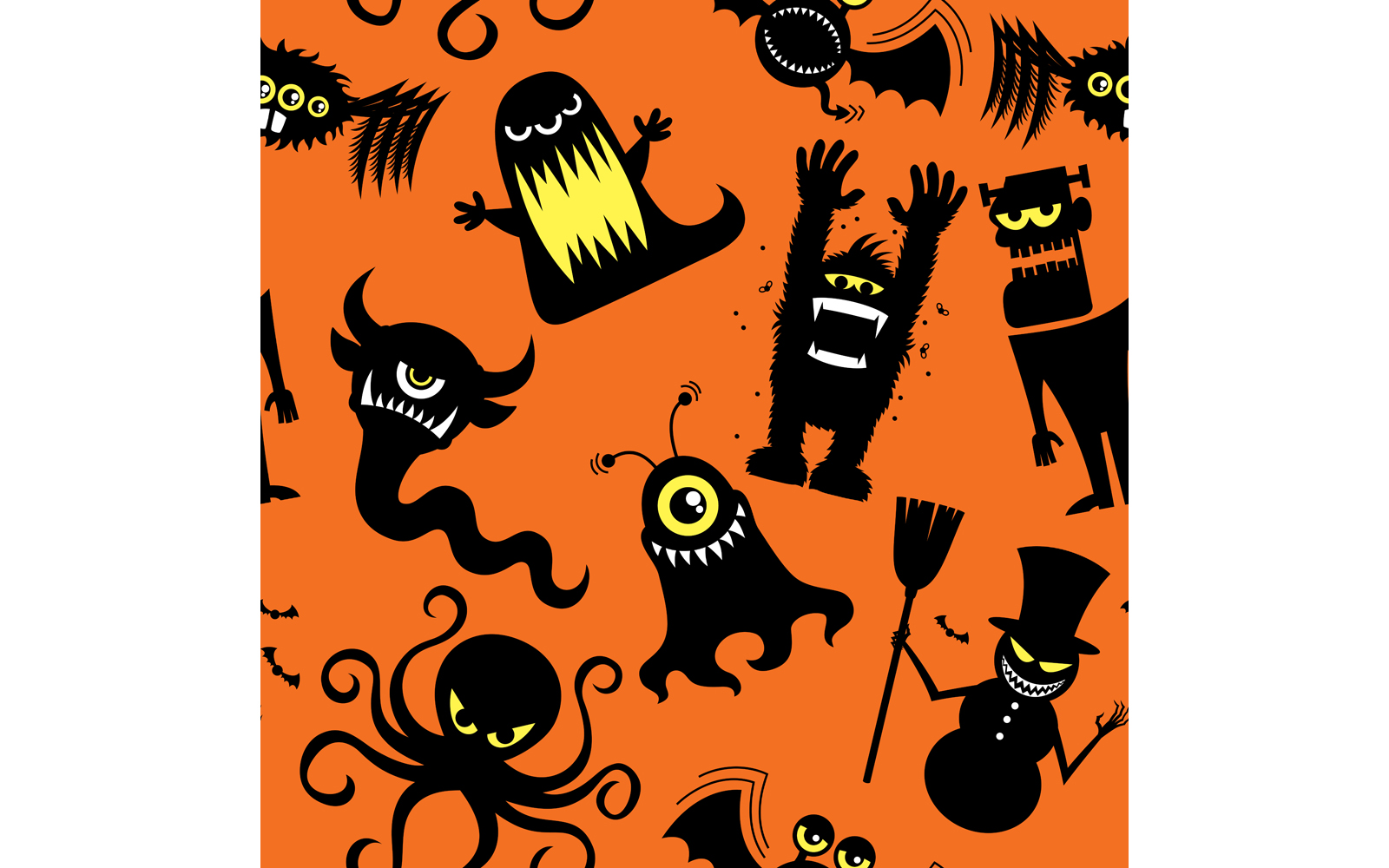 Silhouette Monsters Pattern - Illustration