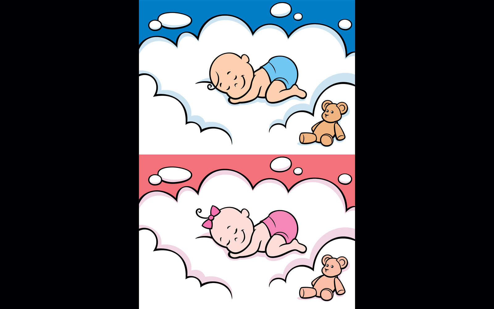 Sleeping Baby in Diaper - Illustration