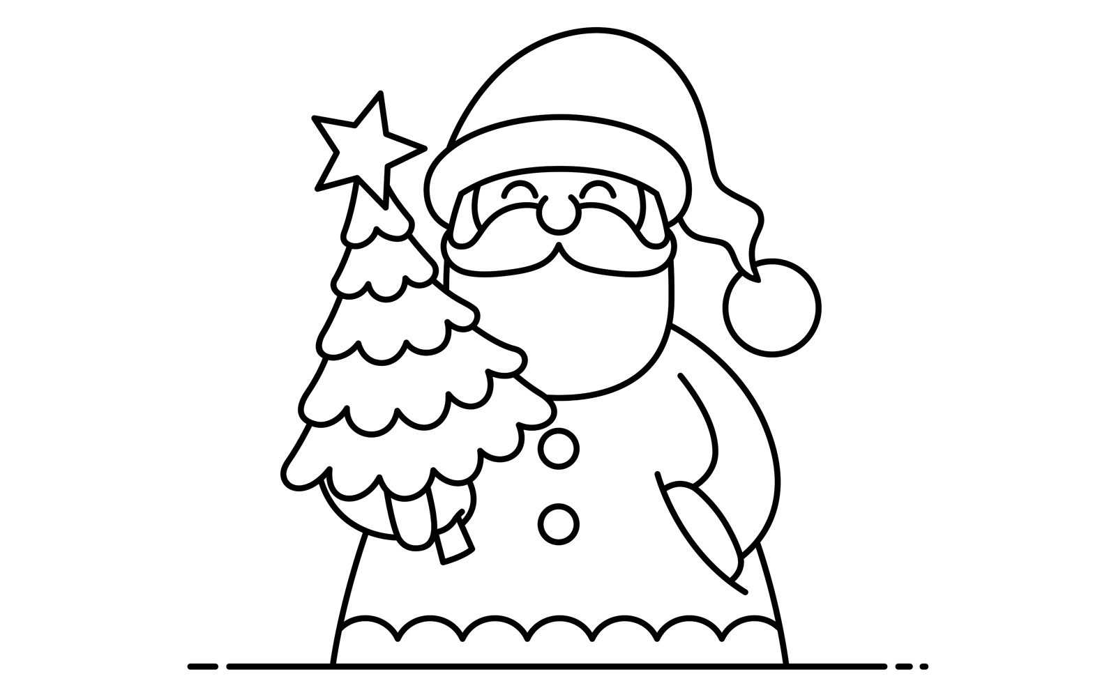 Santa Flat Design Line Art - Illustration