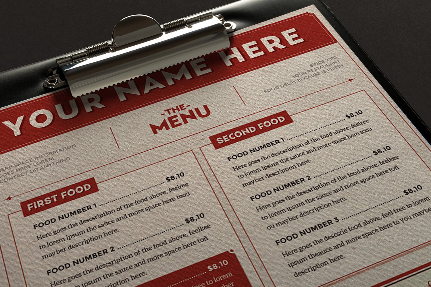 Classy Food Menu 2 - Corporate Identity Template