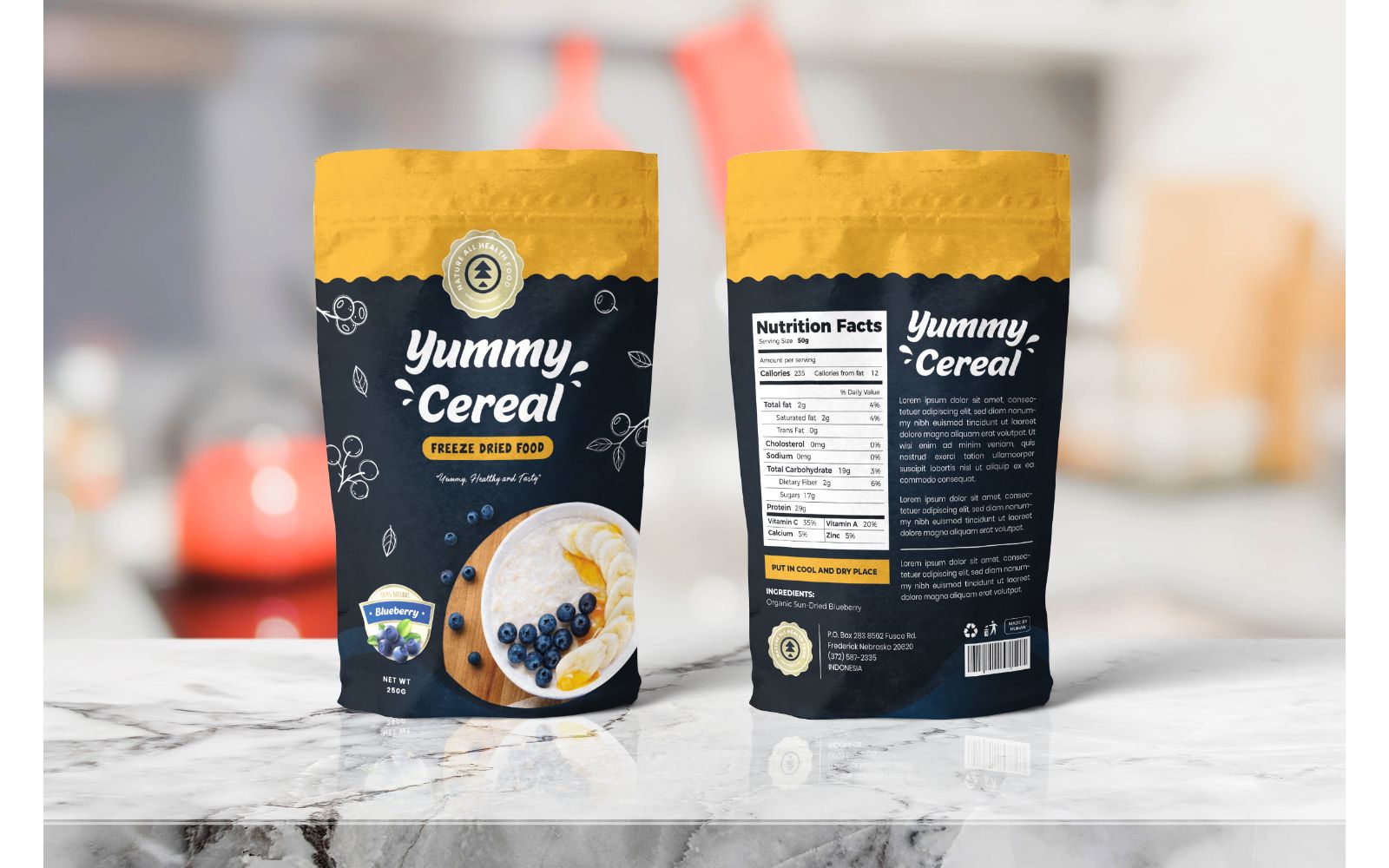 Packaging  Yummy Cereal - Corporate Identity Template