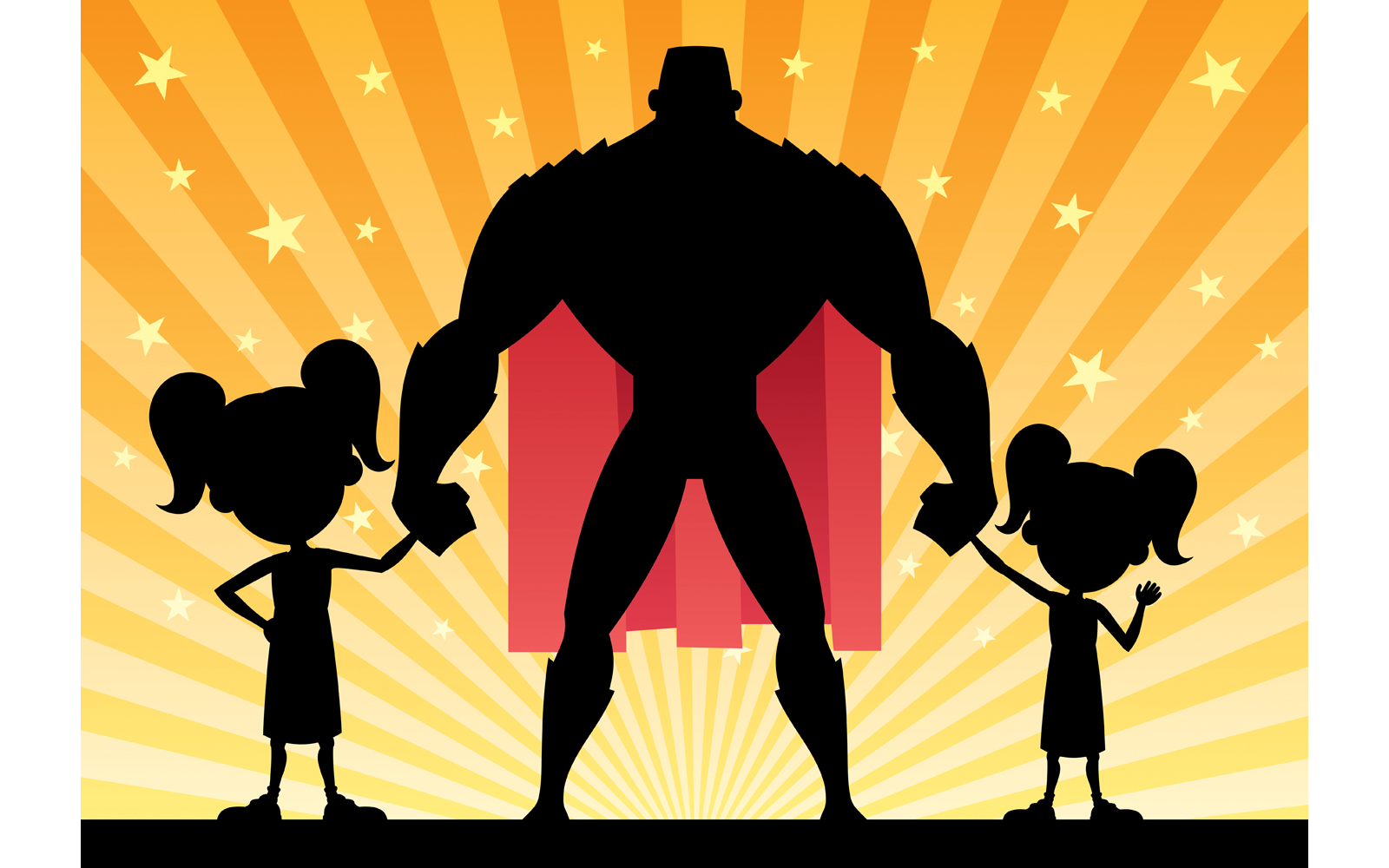 Super Dad 2 Daughters - Illustration