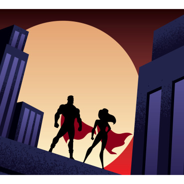 Couple Superheroine Illustrations Templates 152614