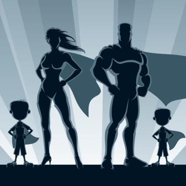 Family Superheroine Illustrations Templates 152628