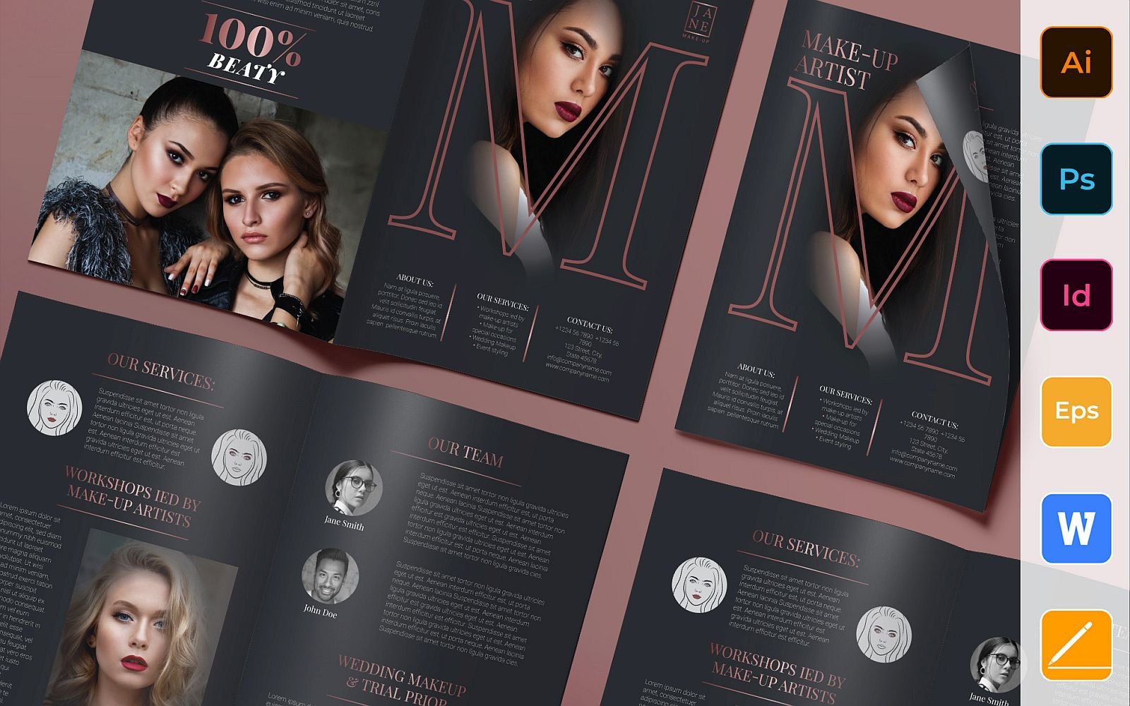 Makeup Artist Brochure Trifold - Corporate Identity Template