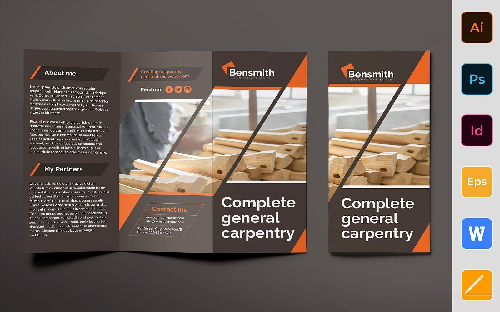 Carpenter Facebook Brochure Trifold - Corporate Identity Template