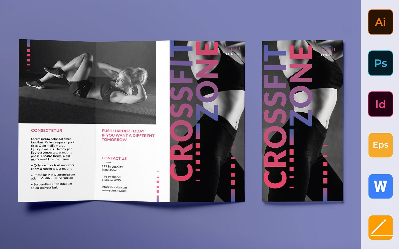 Fitness Studio Brochure Trifold - Corporate Identity Template