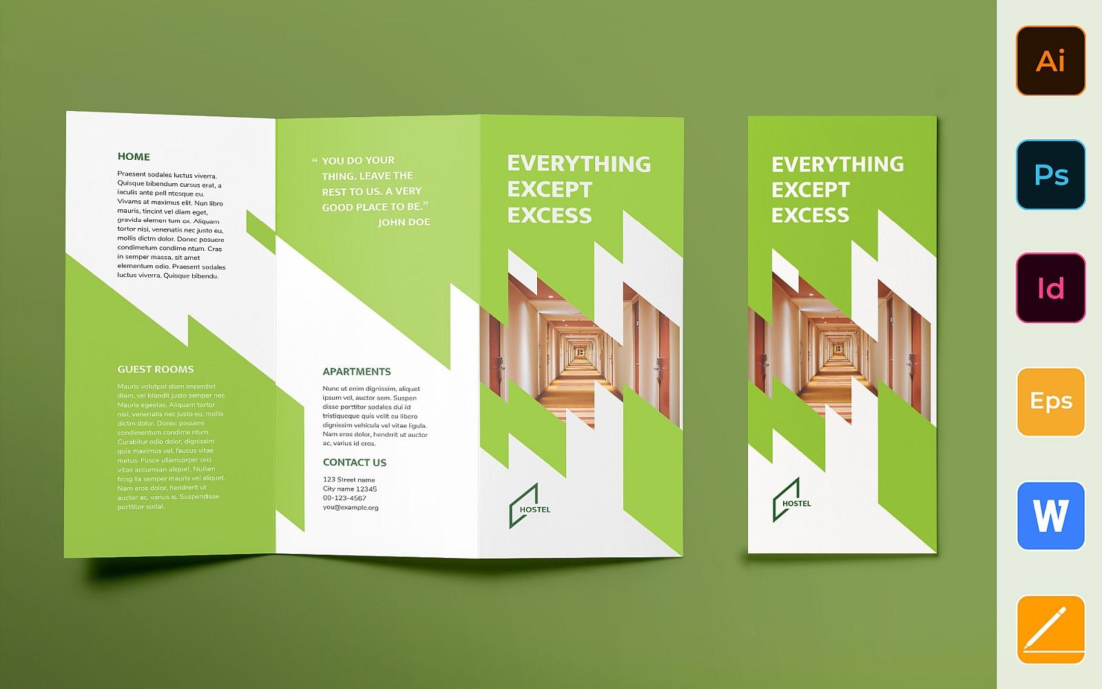 Hostel Brochure Trifold - Corporate Identity Template