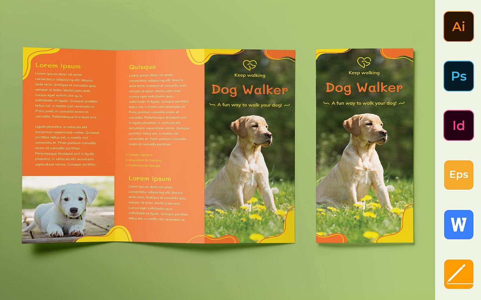 Dog Walker Brochure Trifold - Corporate Identity Template