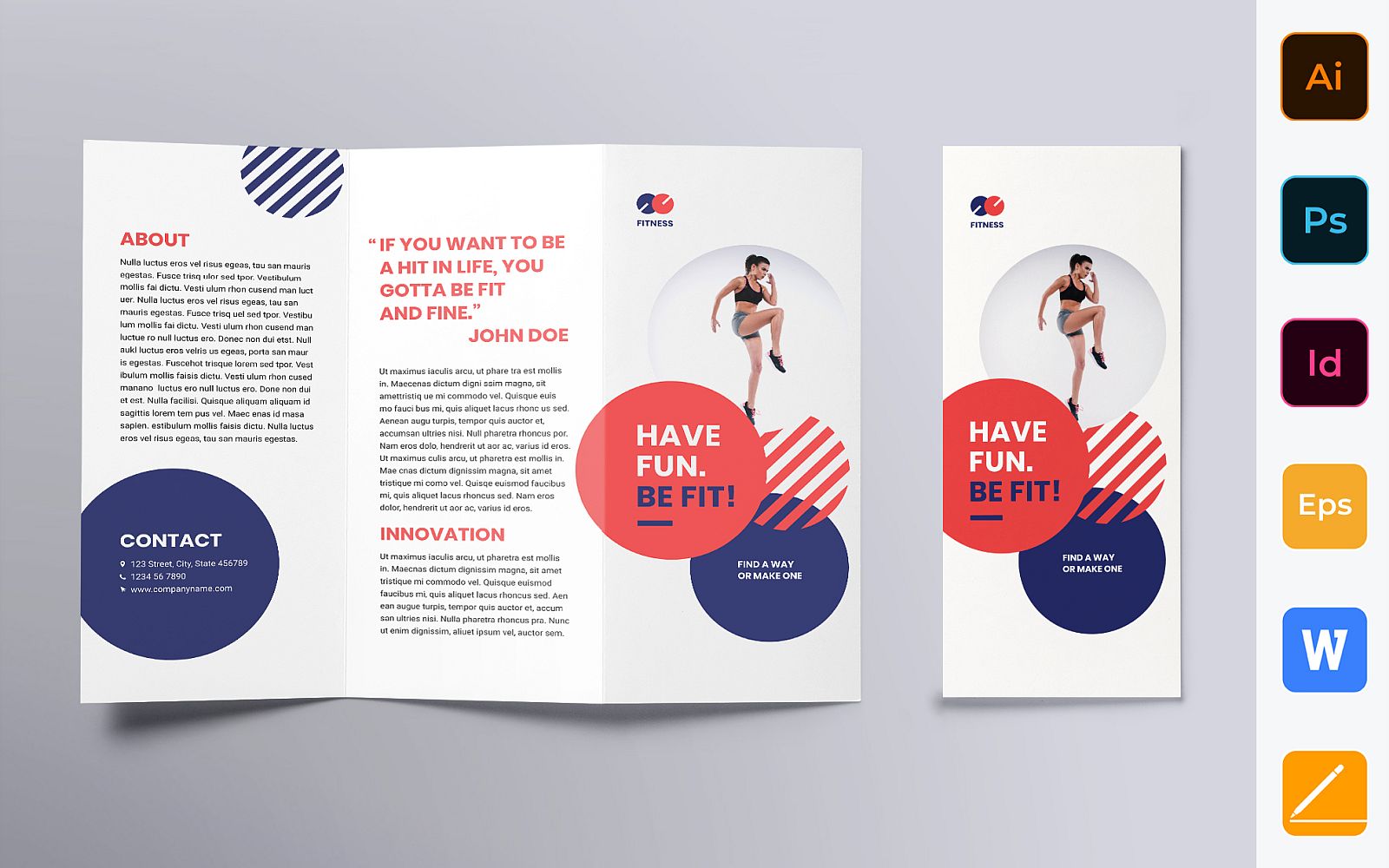 Fitness Trainer Brochure Trifold - Corporate Identity Template