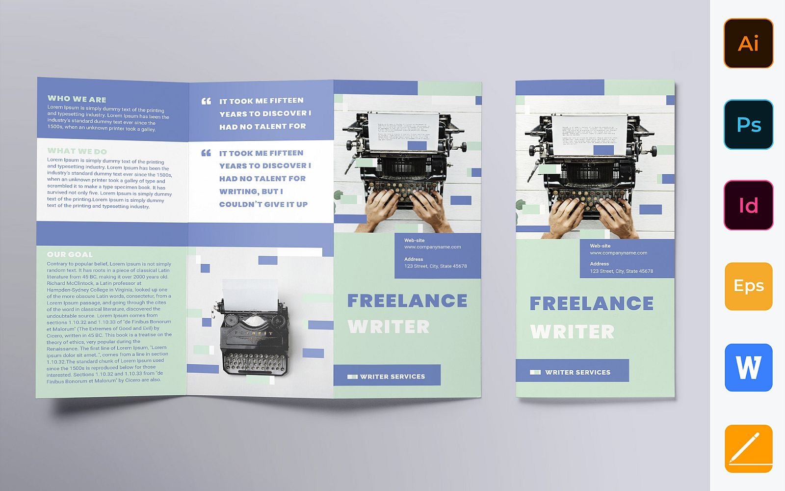 Freelance Writer Brochure Trifold - Corporate Identity Template