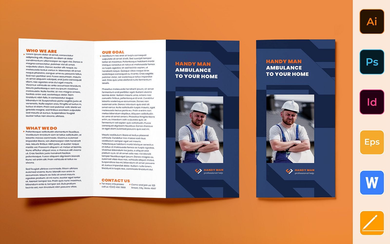 Handyman Brochure Trifold - Corporate Identity Template