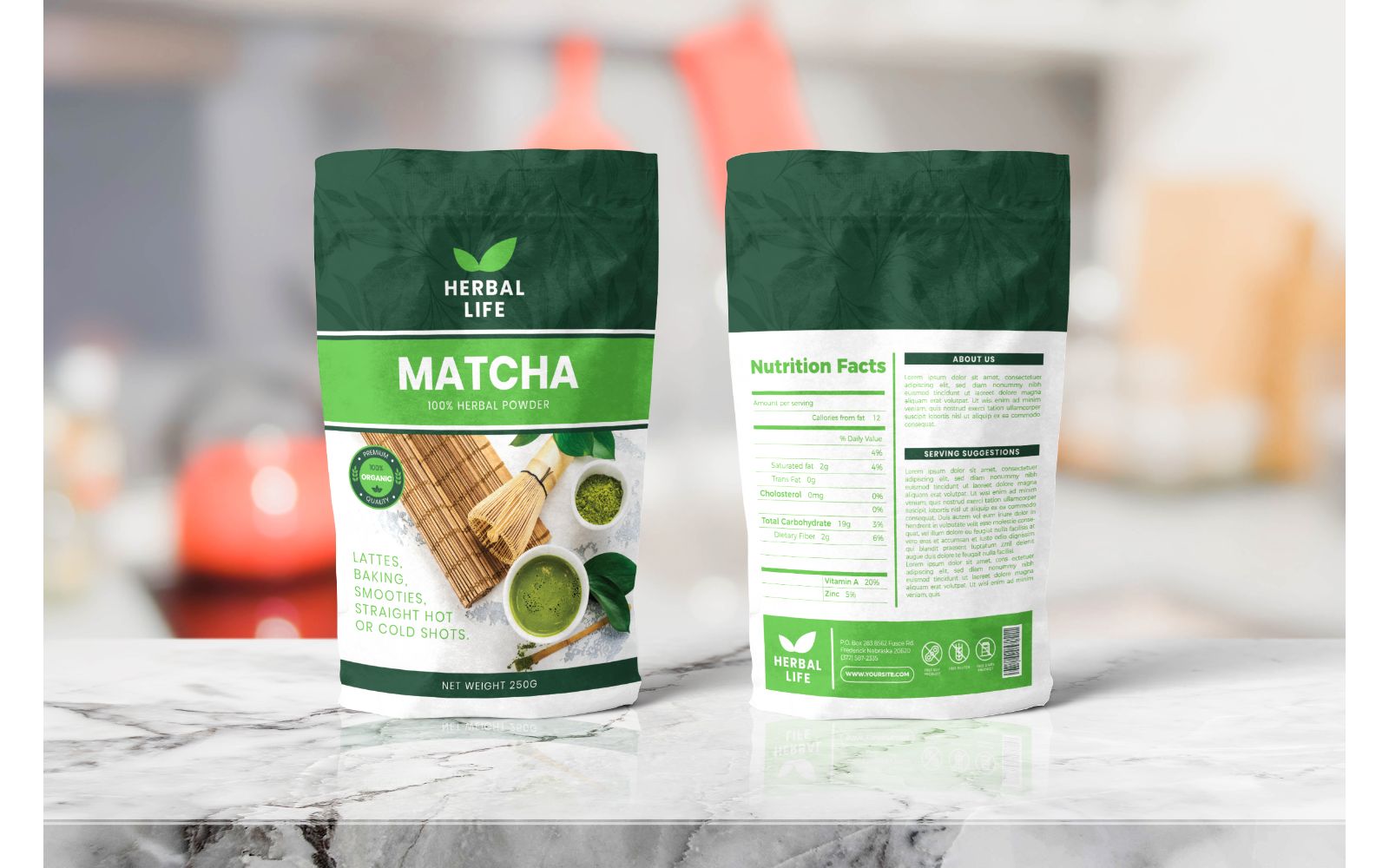 Packaging  Herbal Life Matcha - Corporate Identity Template