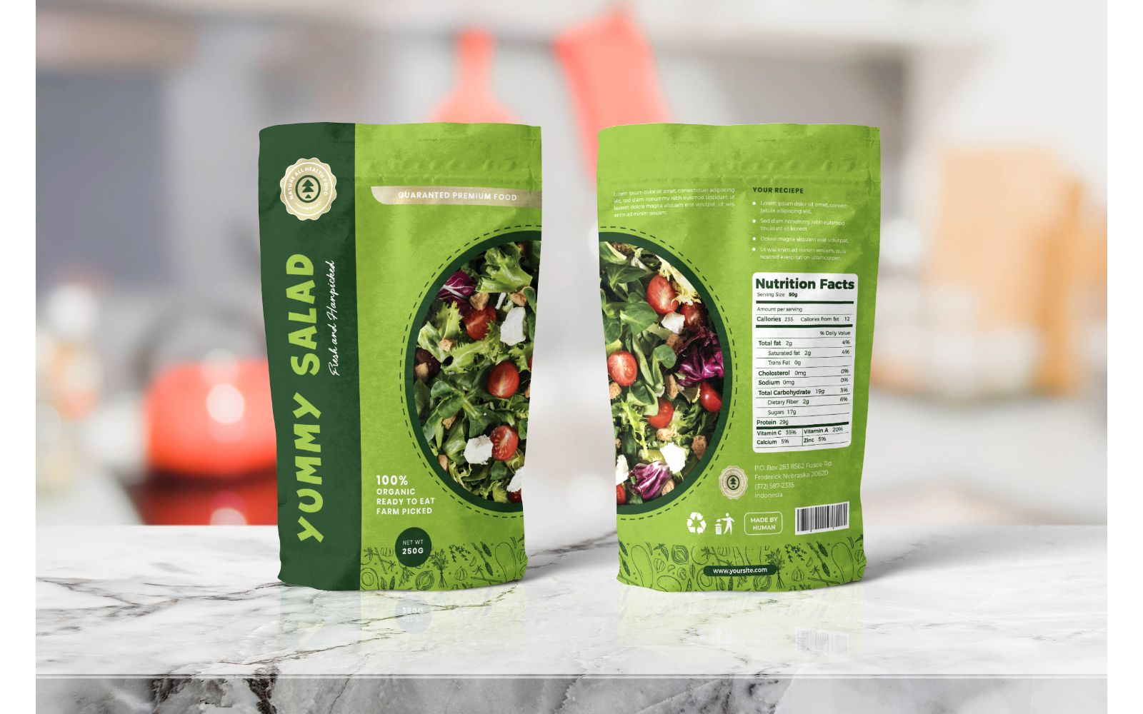 Packaging  Yummy Salad - Corporate Identity Template