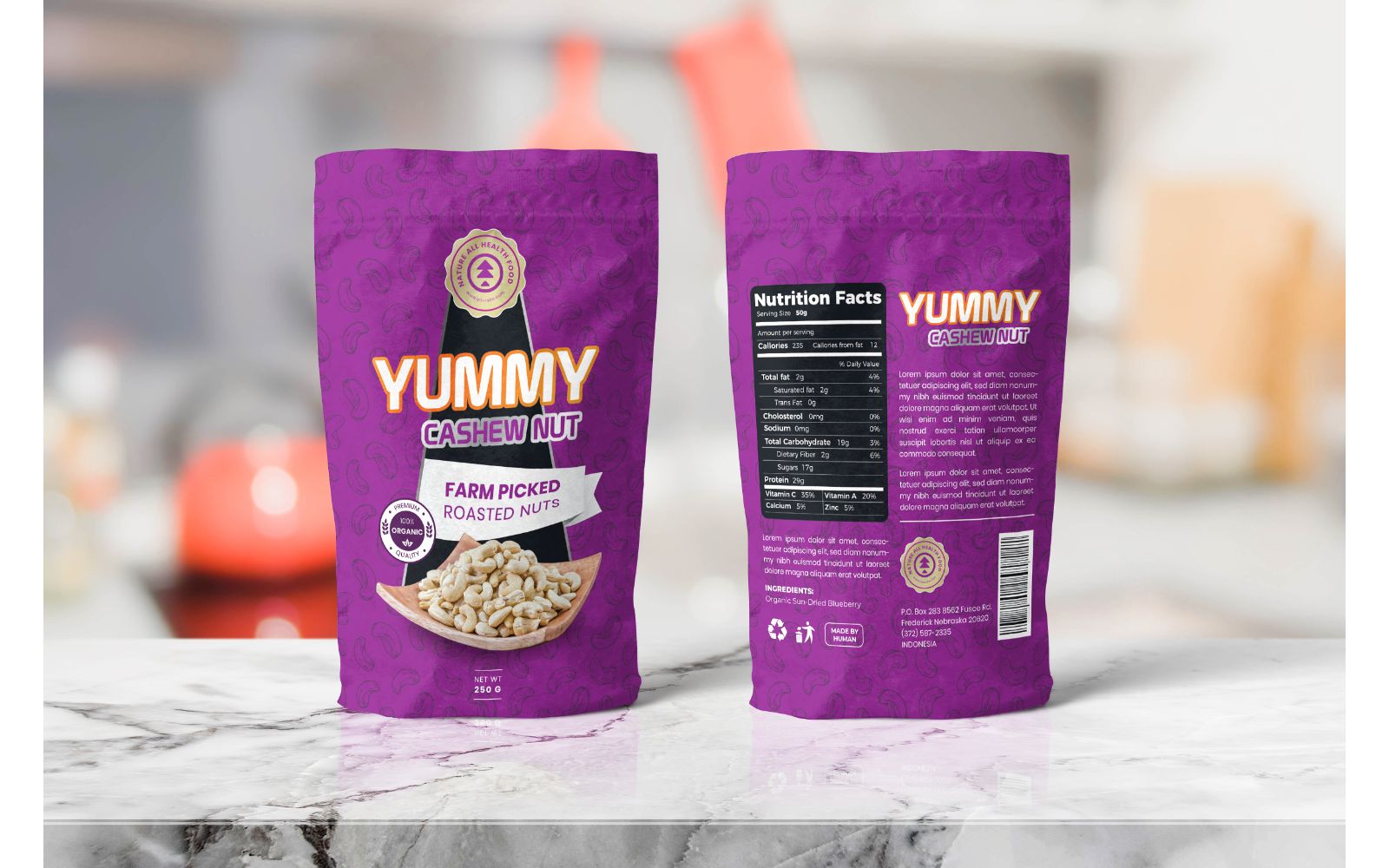 Packaging  Yummy Cashew Nut - Corporate Identity Template