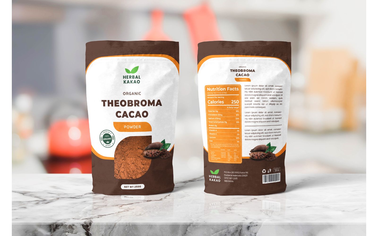 Packaging  Herbal Cacao - Corporate Identity Template