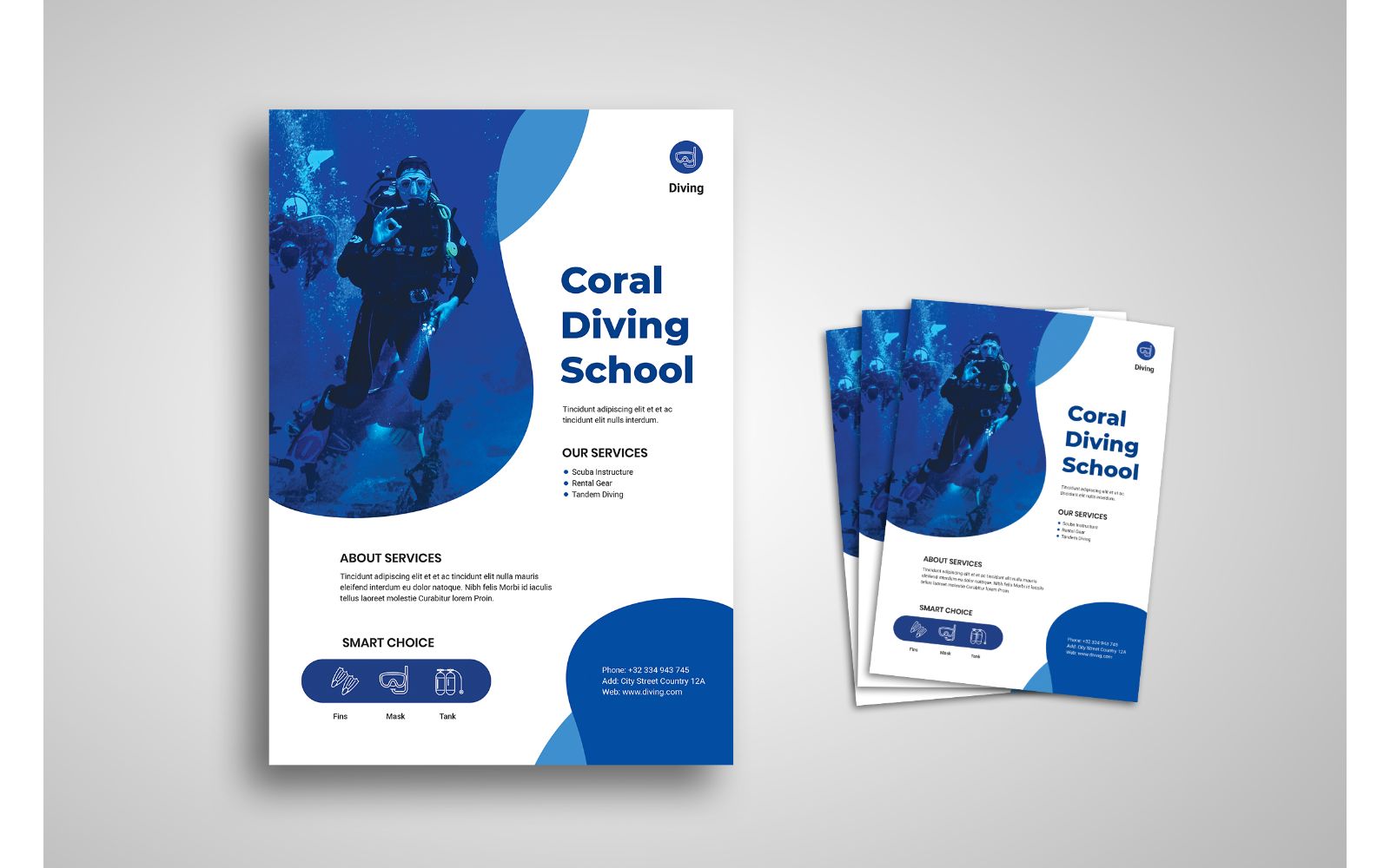 Flyer  Coral Diving School - Corporate Identity Template