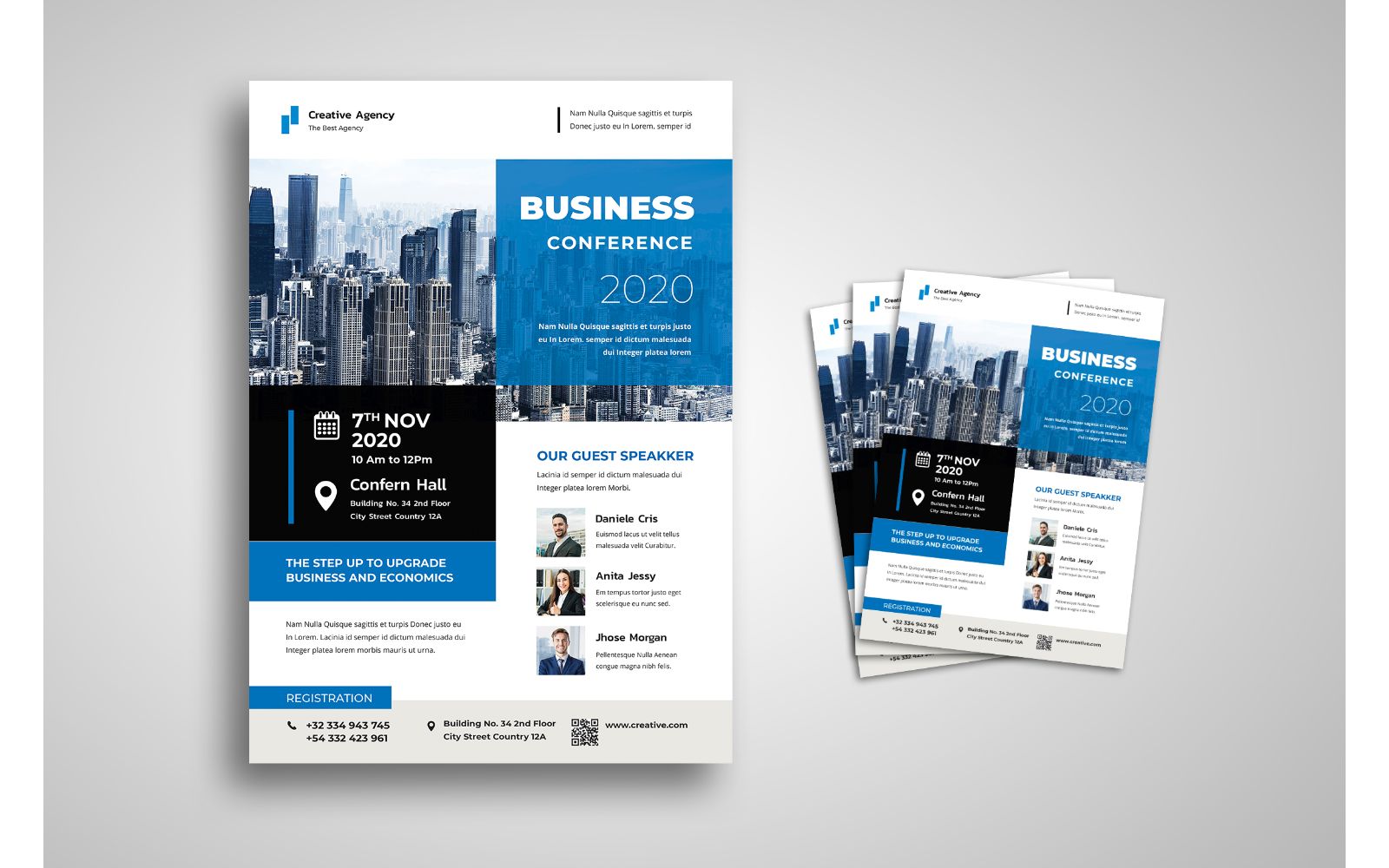 Flyer  Business Conference 2020 Blue Theme - Corporate Identity Template