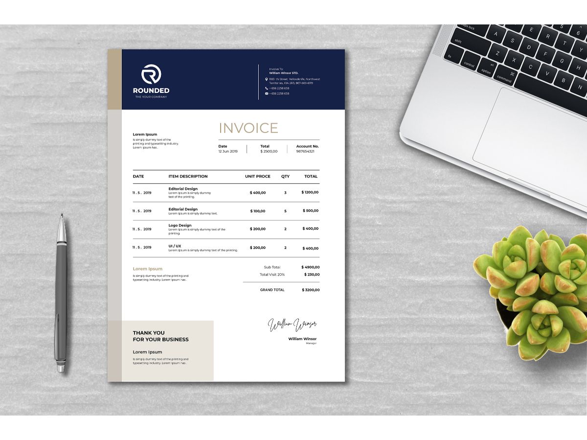 Invoice  Rounded - Corporate Identity Template