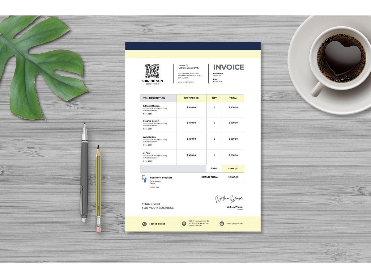 Invoice  Shinning Sun - Corporate Identity Template