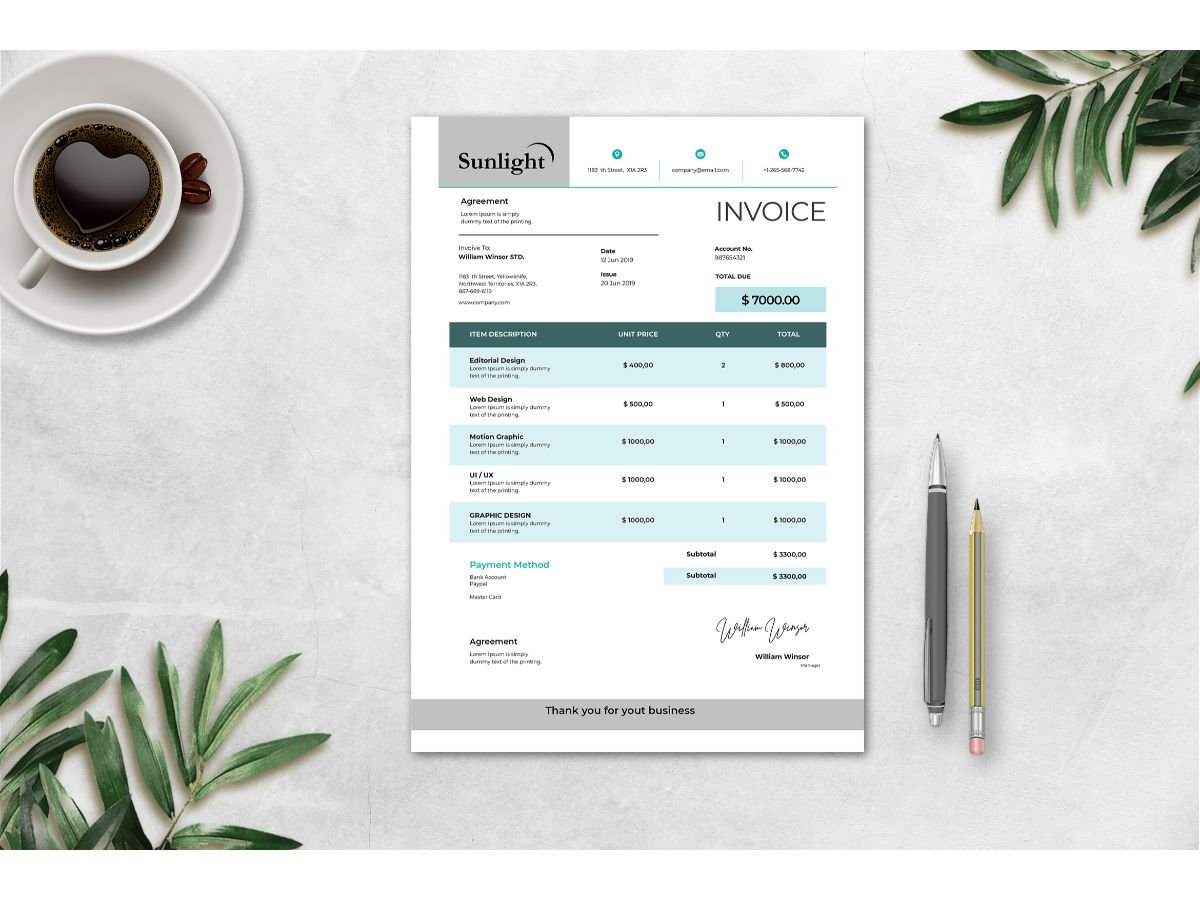 Invoice  Sunlight - Corporate Identity Template