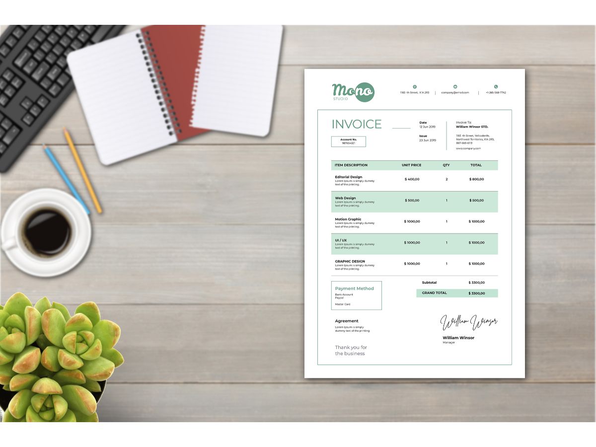 Invoice  Mono Studio - Corporate Identity Template