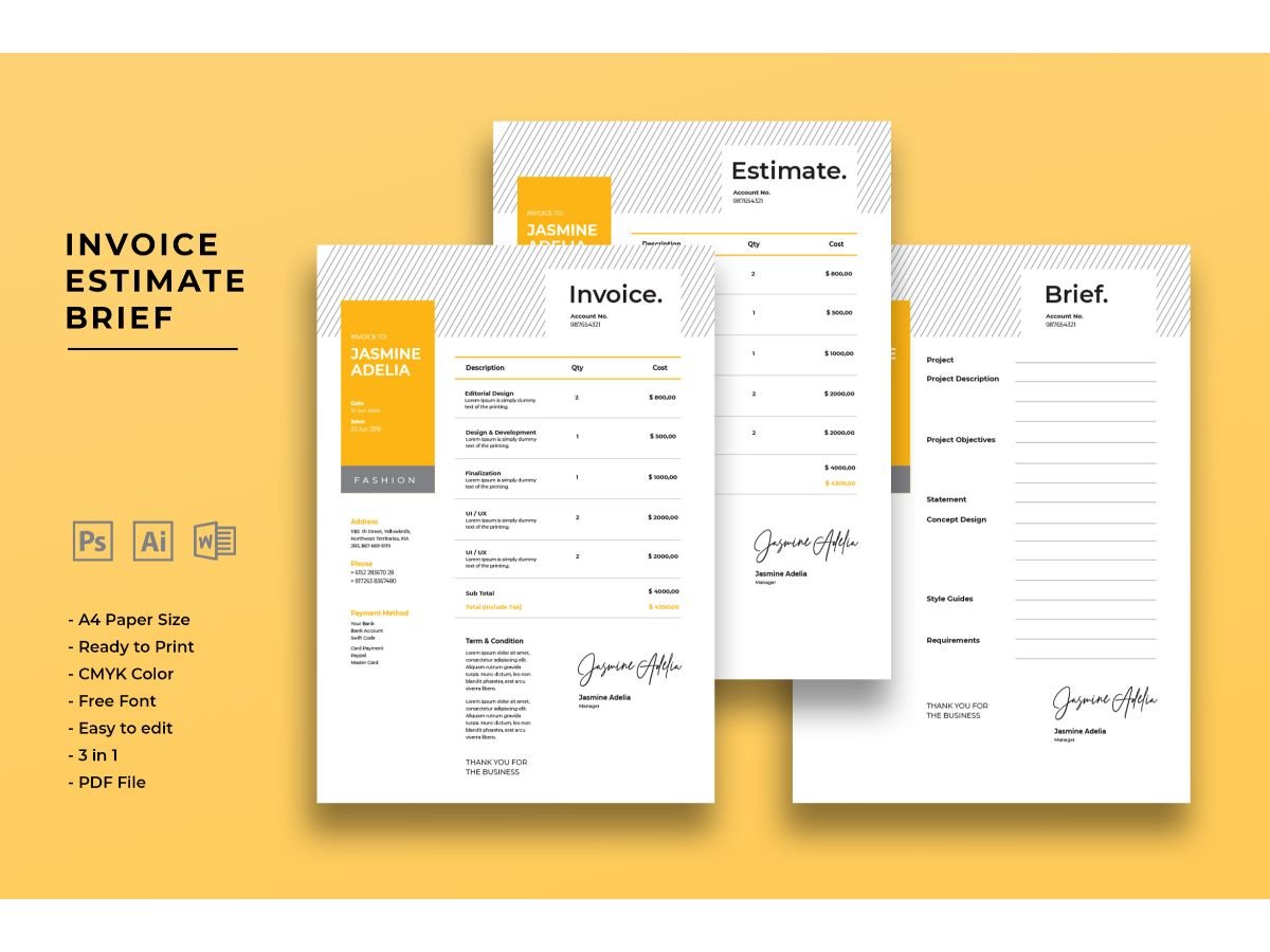 Invoice  Yellow - Corporate Identity Template