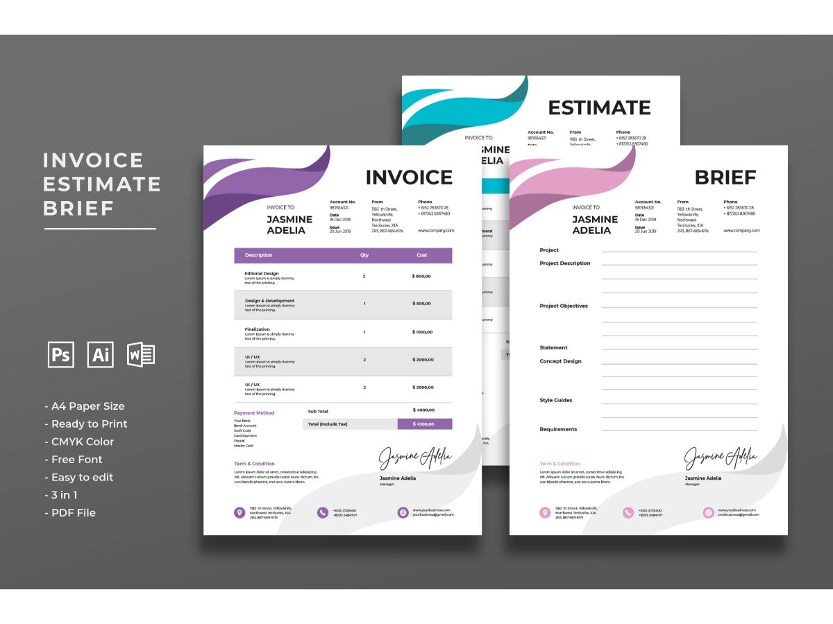 Invoice Jasmine Adelia - Corporate Identity Template