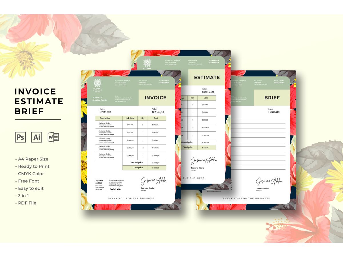 Floral Design Invoice Template