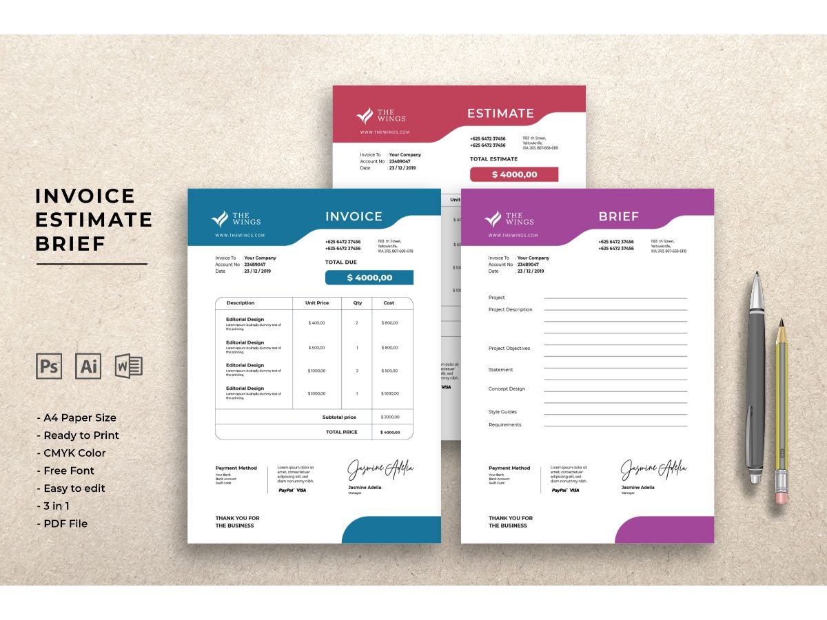 Invoice The Wings - Corporate Identity Template