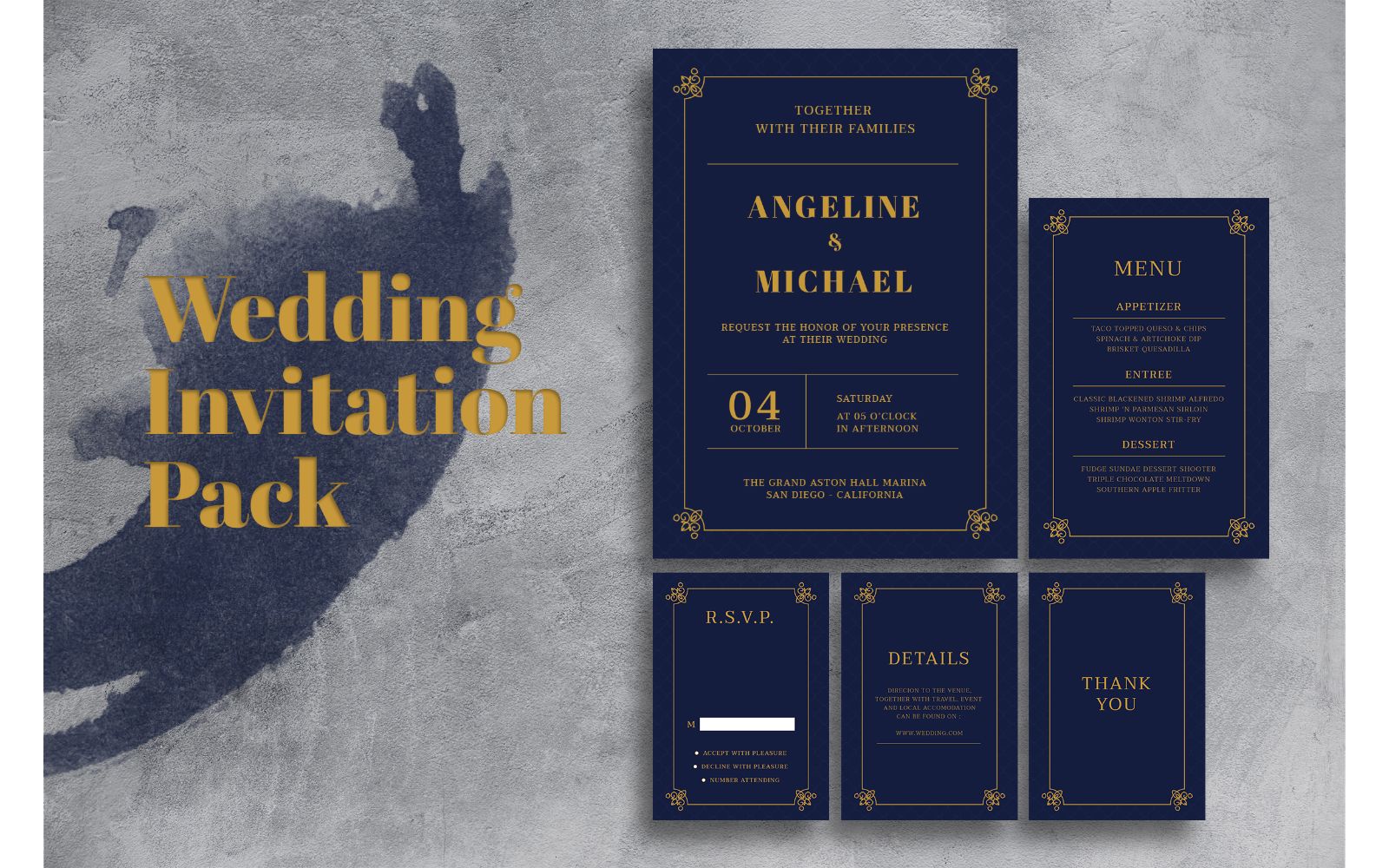 Wedding Invitation Maroon Blue - Corporate Identity Template