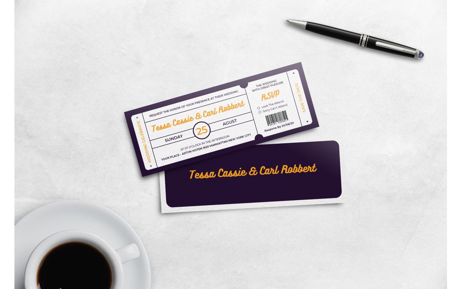 Boarding Pass White & Purple - Corporate Identity Template