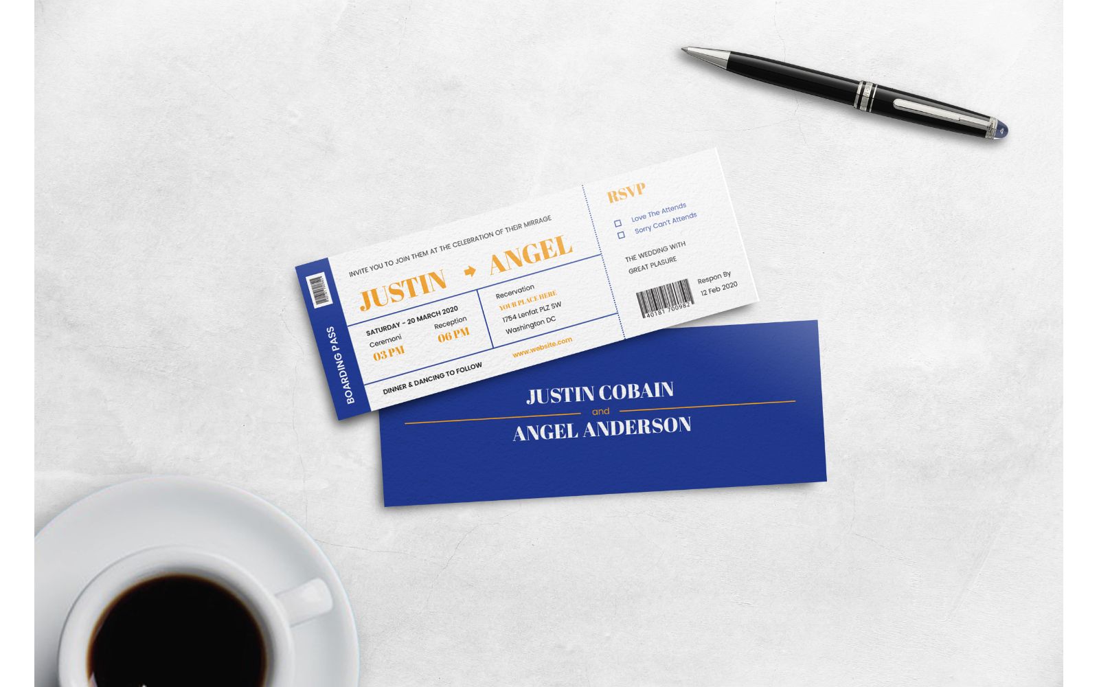 Boarding Pass White & Blue - Corporate Identity Template