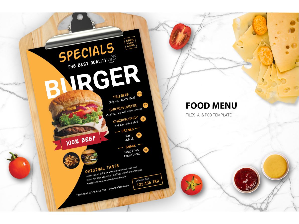 Food Menu Burger - Corporate Identity Template