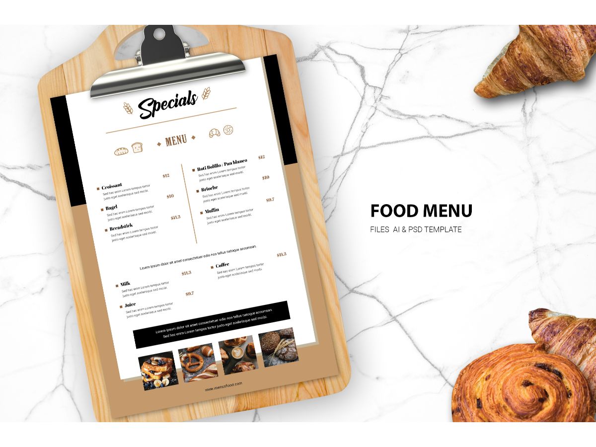 Food Menu Bakery - Corporate Identity Template