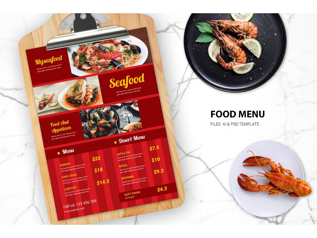 Food Menu Seafood - Corporate Identity Template