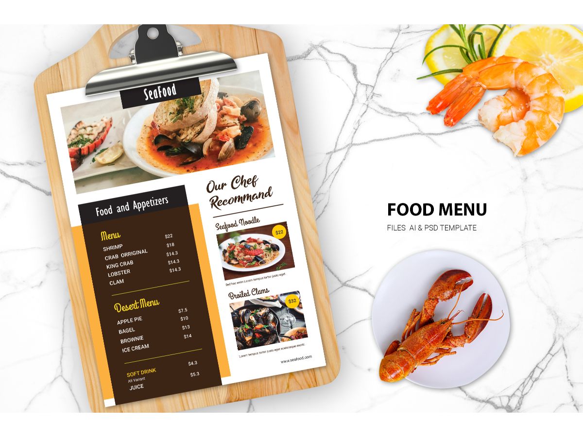 Food Menu Seafood Special - Corporate Identity Template