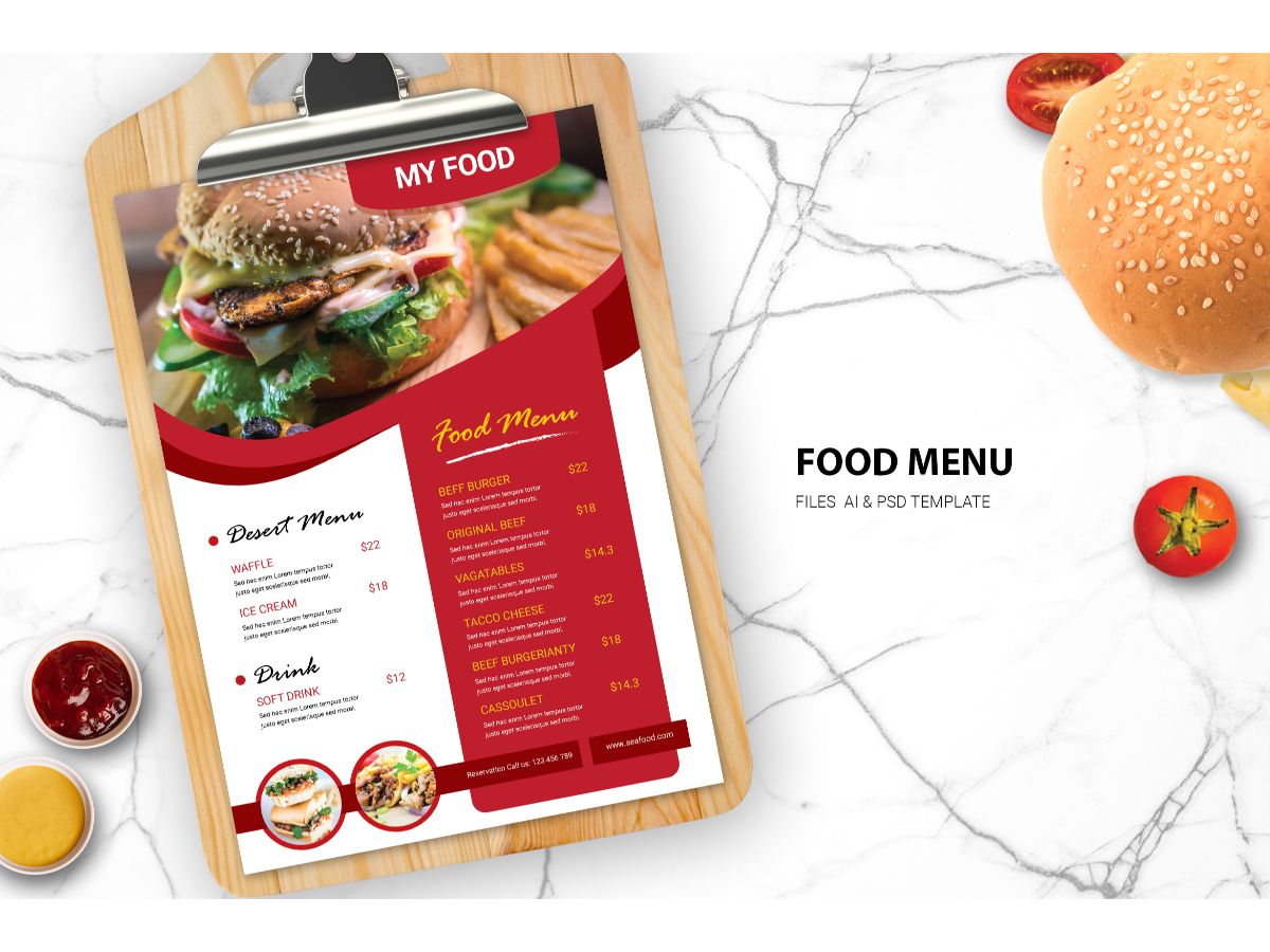 Food Menu  Sandwich - Corporate Identity Template