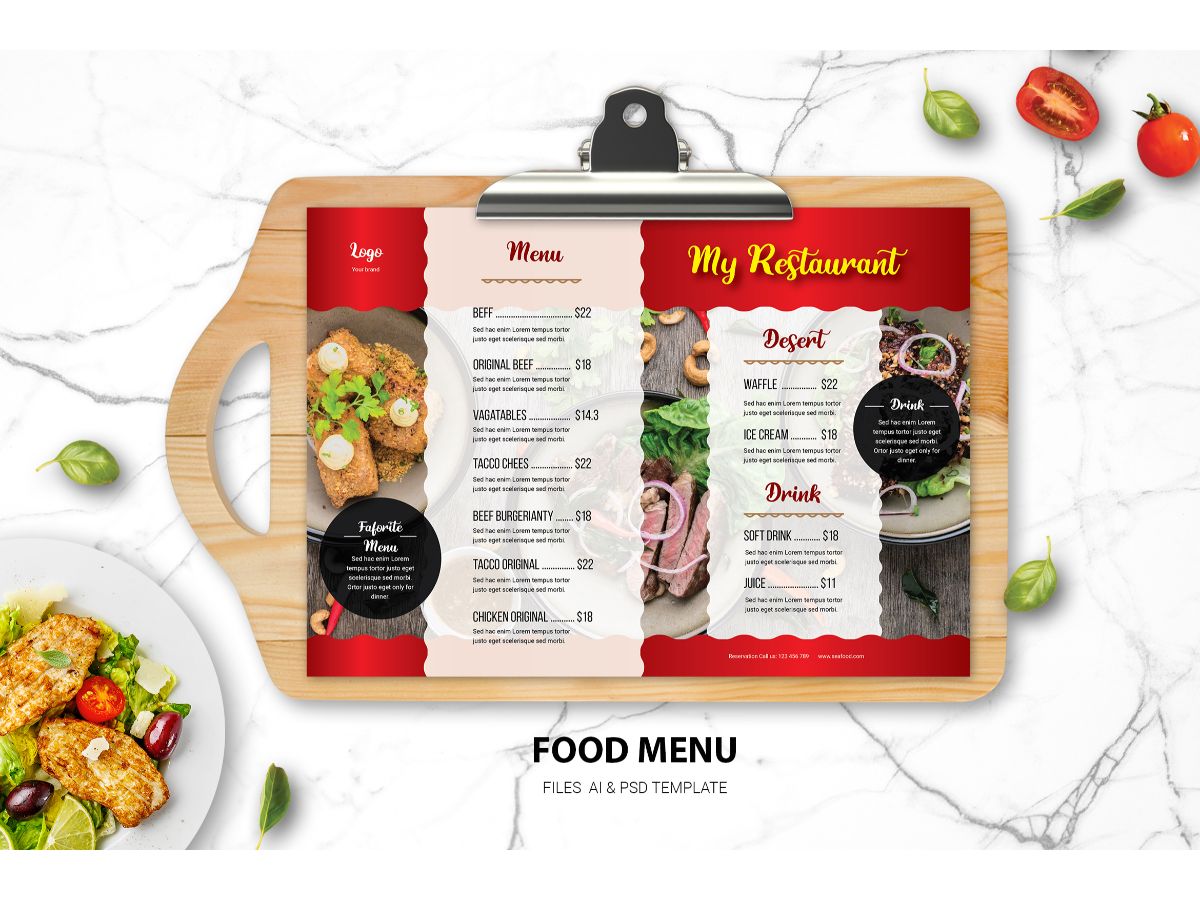 Food Menu Organic Food - Corporate Identity Template