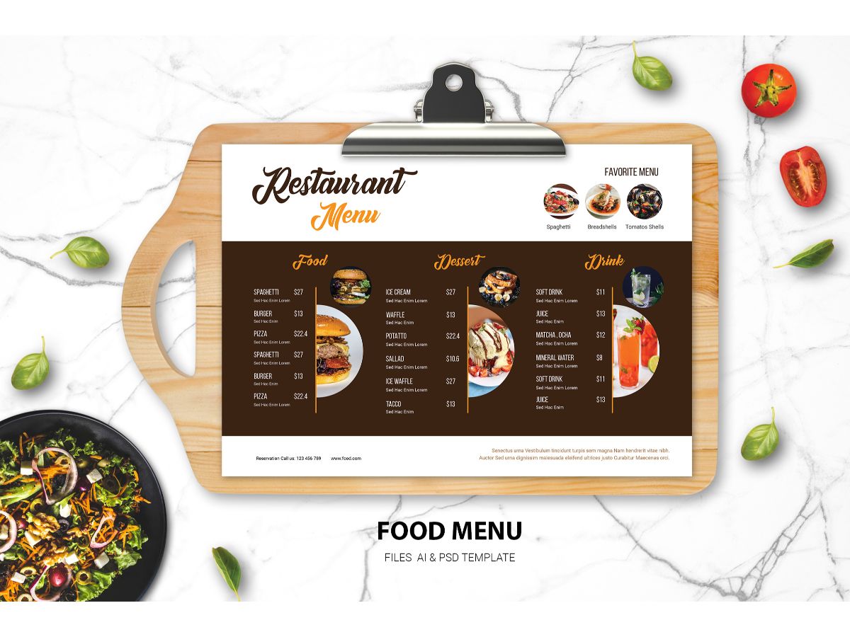 Food Menu Brown And White - Corporate Identity Template