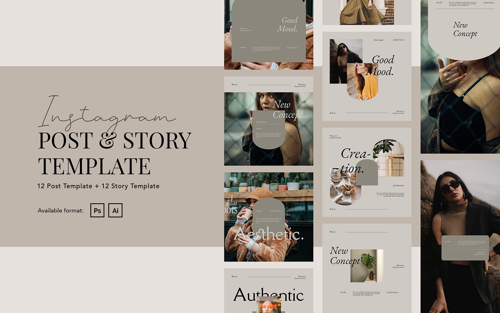 Elegant Beauty Instagram Post and Story Template for Social Media