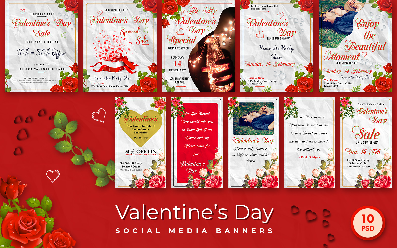 Valentines Day  Banners Social Media Template