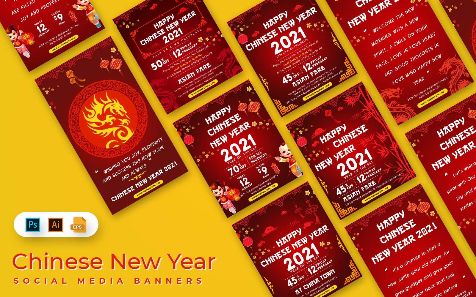 Chinese New Year  Banner Social Media Template