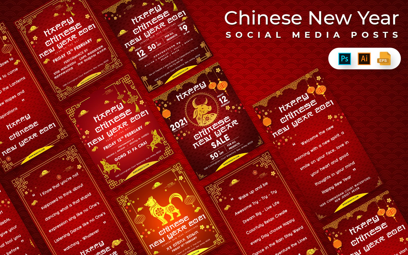 Chinese New Year  Posts Social Media Template