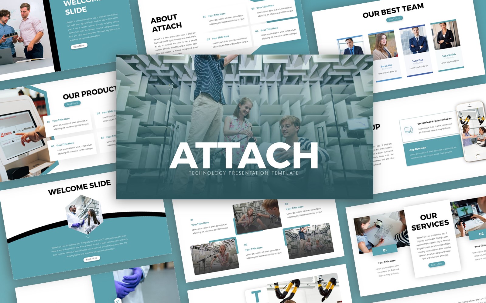 Attach Technology Presentation PowerPoint template