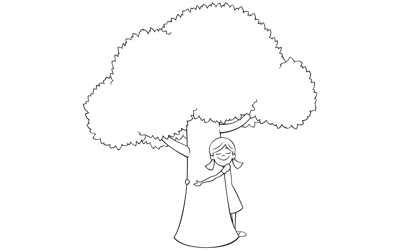 Tree Hugger Line Art - Illustration